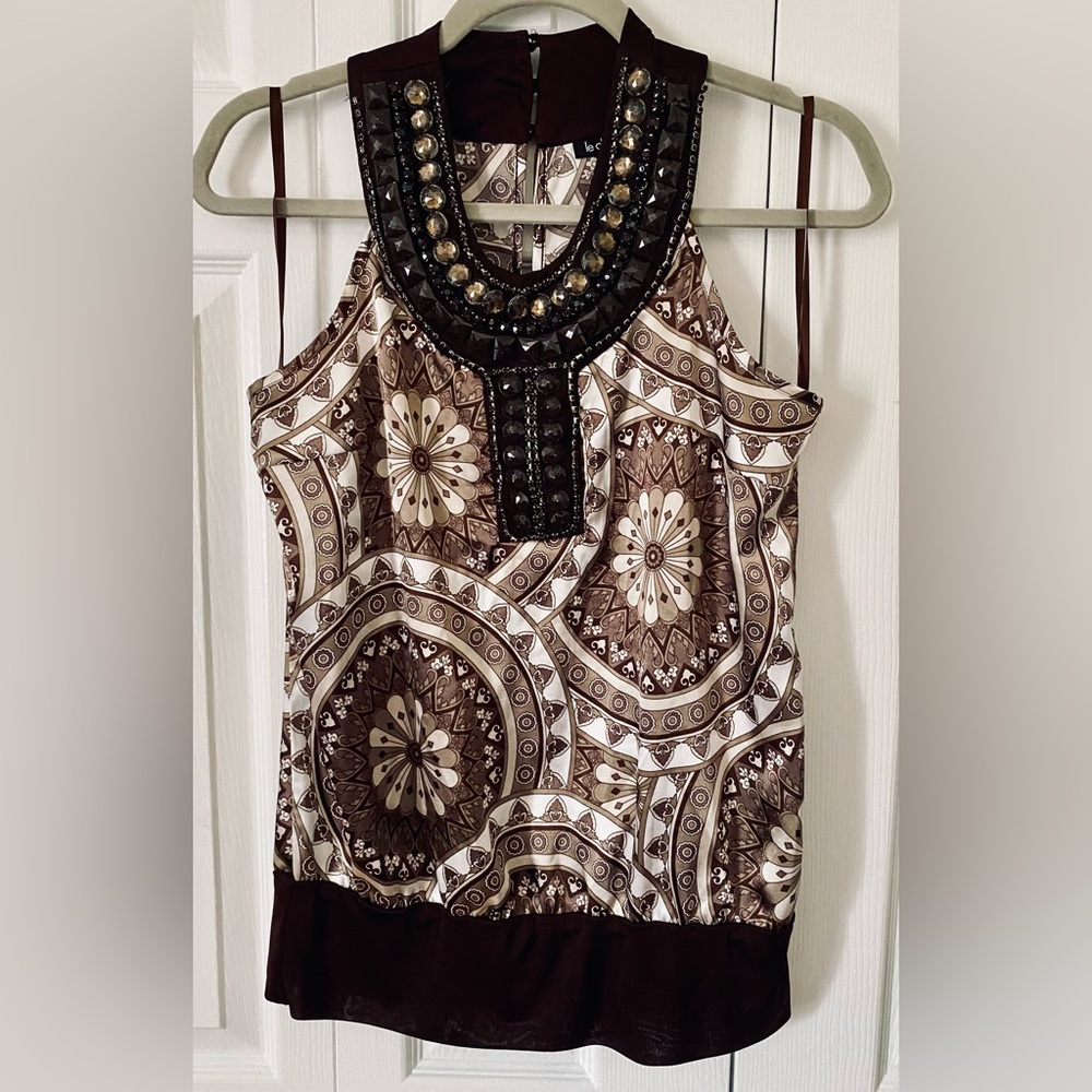 LE CHATEAU women’s brown satiny top size small